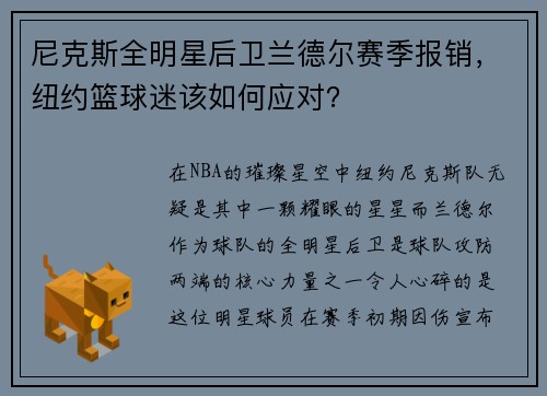尼克斯全明星后卫兰德尔赛季报销，纽约篮球迷该如何应对？