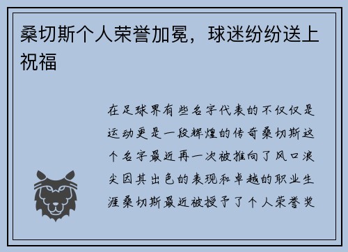 桑切斯个人荣誉加冕，球迷纷纷送上祝福